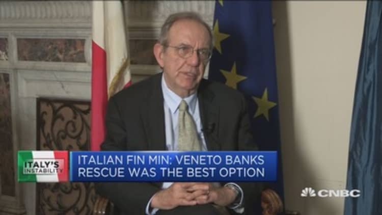 Italian finance minister: Collapse would have had unintended consequences