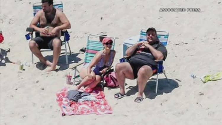 NJ Governor Chris Christie is blistered over his day at the beach