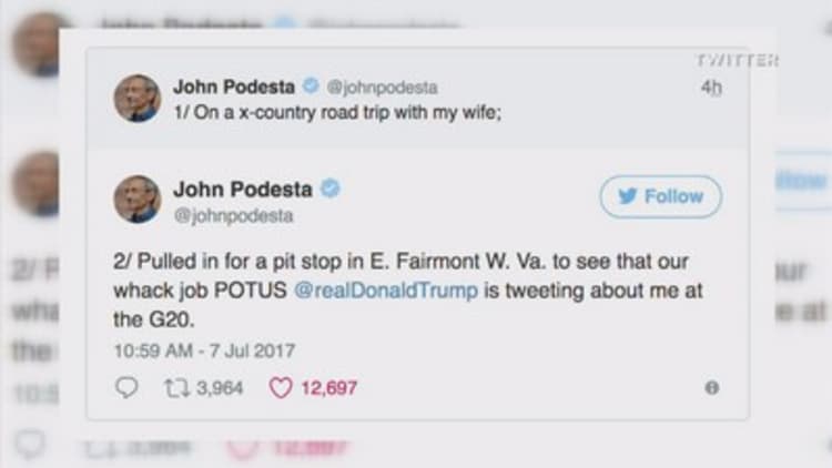 'Whack job': Twitter war breaks out between Trump and ex-Clinton campaign aide John Podesta