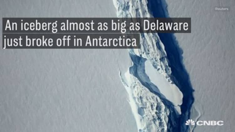 The largest Antarctic iceberg on record has just broken off