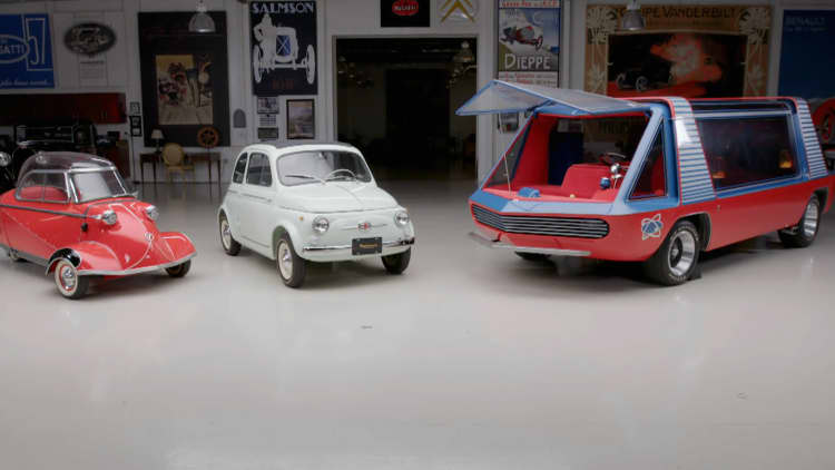 Jay Leno helps appraise a Messerschmitt, Fiat and George Barris Supervan