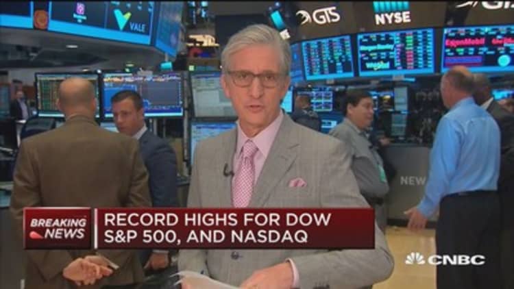 Record highs for Dow, S&P 500, and Nasdaq at open