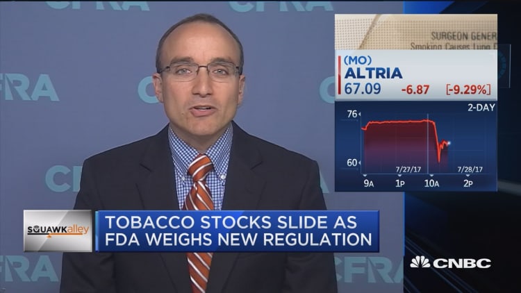 Tobacco stocks slide as FDA weighs new nicotine regulations
