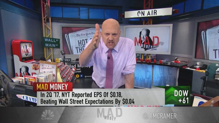 Cramer tracks the not-so-failing New York Times amid 'fake news' of its demise