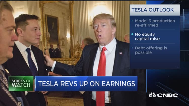 Tesla stock revs up on earnings