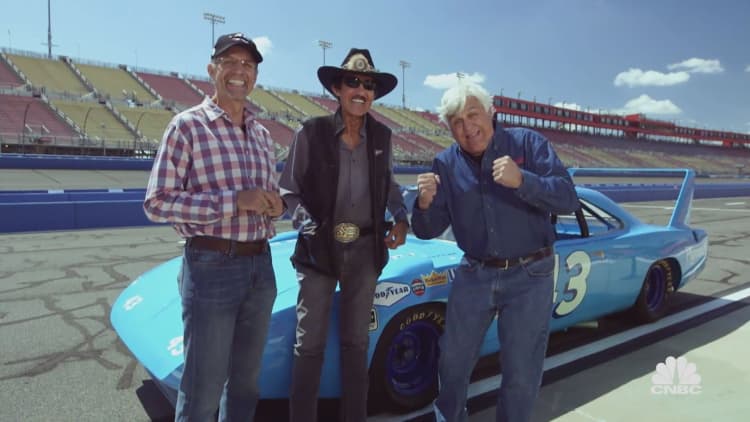 Nascar legends Kyle and Richard Petty take to the racetrack