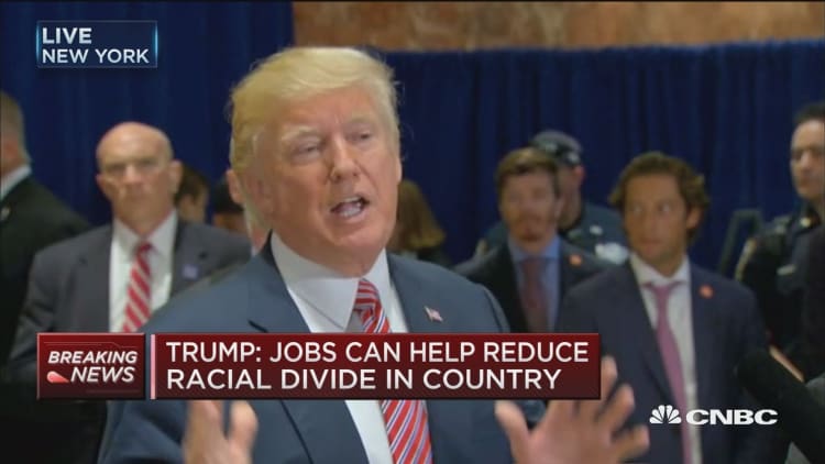 Trump: Jobs can help reduce racial divide in country
