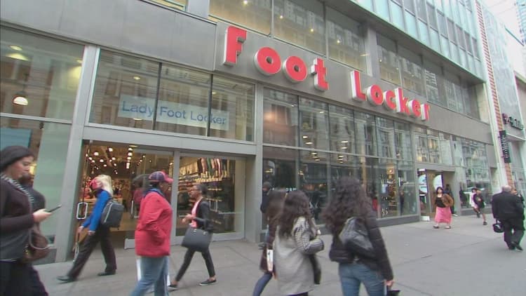 Foot Locker plunges 20% after sales fall way short of Street; Nike, Under Armour drop