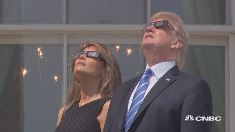 President Trump views the solar eclipse