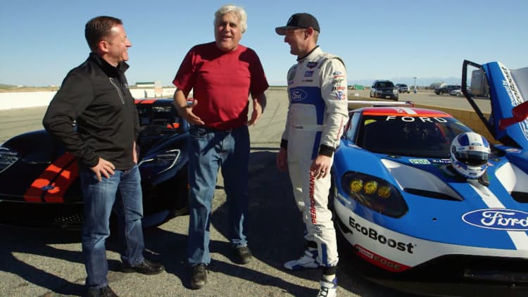 Jay Leno goes head-to-head with a Le Mans winner in the 2017 Ford GT