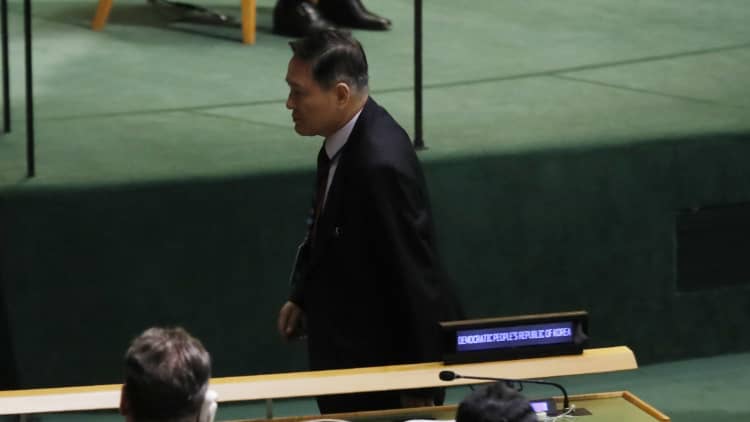 North Korea ambassador walks out of UN assembly in boycott of Trump's speech