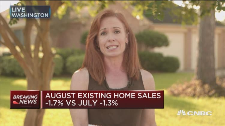 August existing home sales down 1.7%