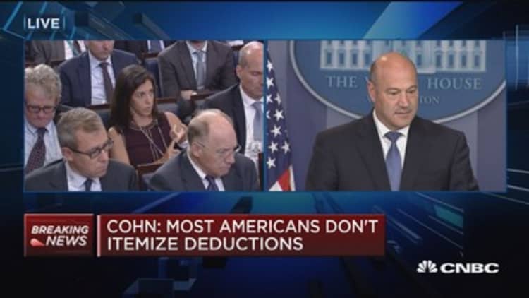 White House Advisor Gary Cohn: We don't want wealthy to move from 35% rate to 25% rate