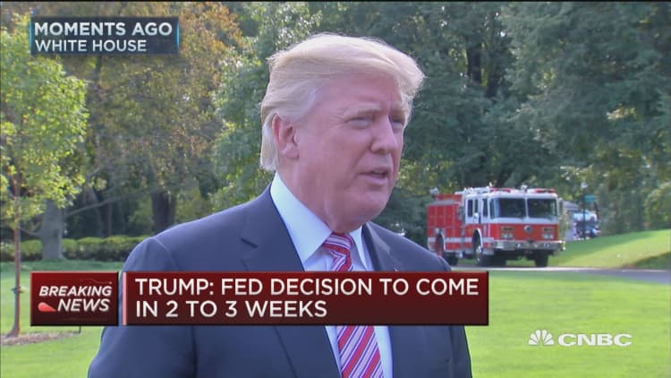 Trump: Fed Chair decision to come in 2 to 3 weeks