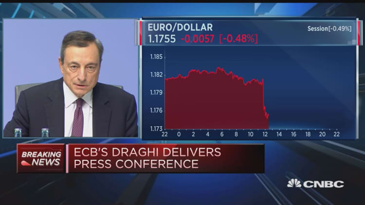 Rates to stay at current level past quantitative easing, ECB’s Draghi says