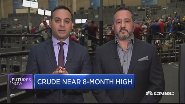 Crude's near an 8-month high and one trader is betting on a bigger bounce ahead