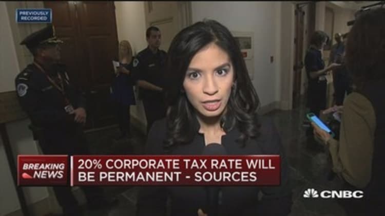 20% corporate tax rate will be permanent, sources tell CNBC