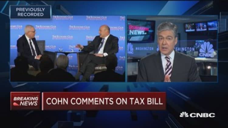 White House economic advisor Gary Cohn says tax bill won't increase deficit
