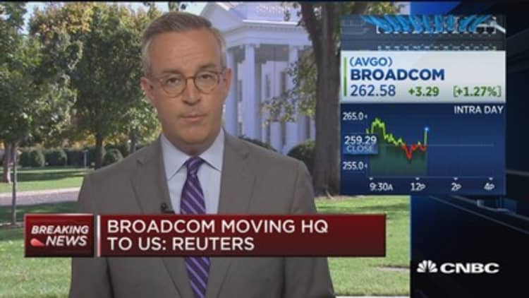 Broadcom moving headquarters back to US, reports Reuters