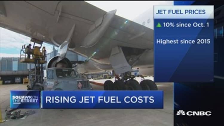 Higher jet fuel costs could push up airfares