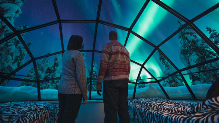 Northern Lights From A Glass Igloo
