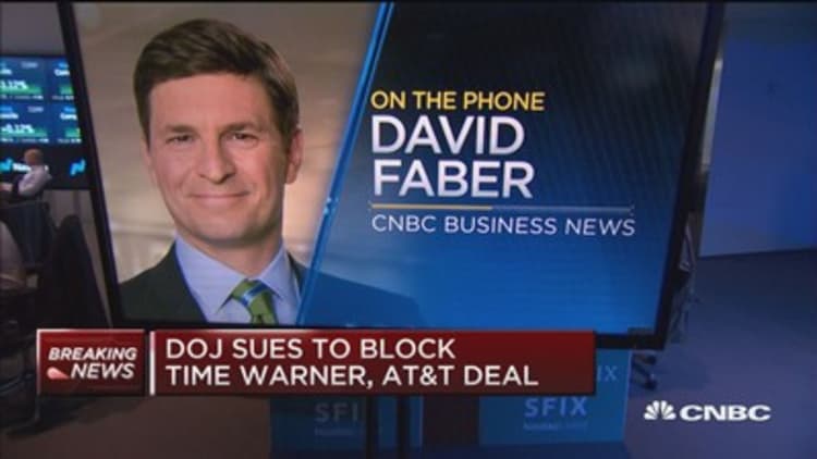 Faber on DOJ blocking AT&T/Time Warner merger: DOJ officials are confident they will prevail in court