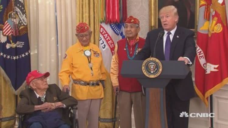 Trump repeats 'Pocahontas' jab at Sen. Warren during event for Native American veterans