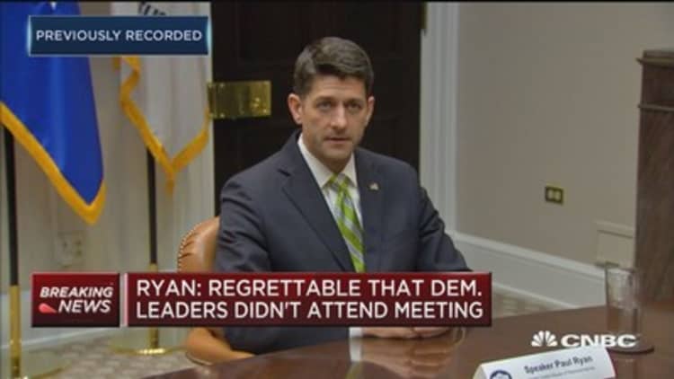 Ryan: Regrettable that Democratic leaders didn't attend meeting