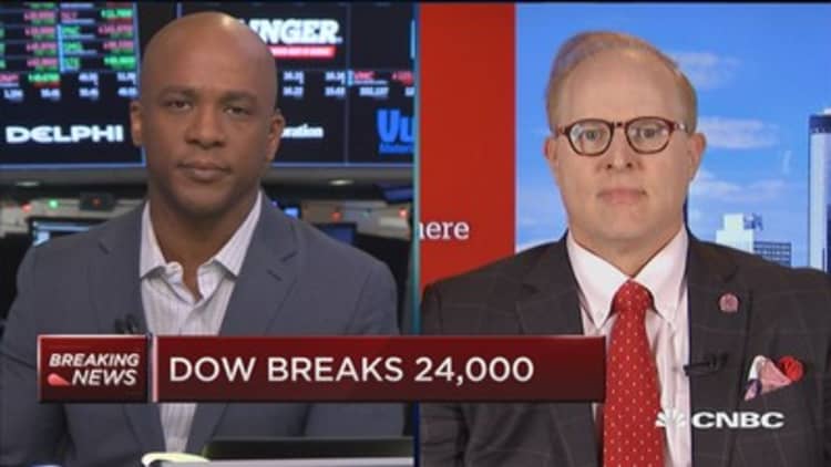 Dow breaks 24,000 tech stocks move back, media stocks see a big rise