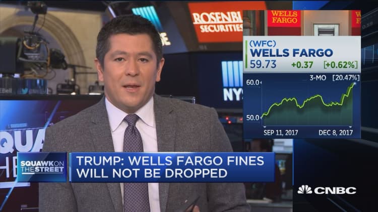 Trump tweets that Wells Fargo fines won’t be dropped