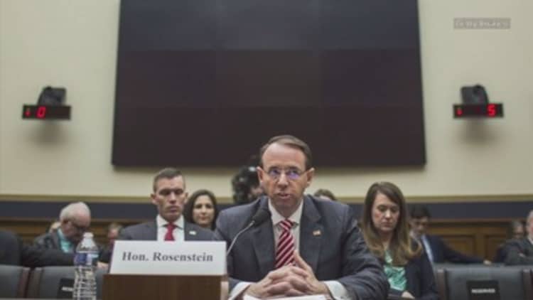 DOJ's Rod Rosenstein says he does not see a reason to fire Robert Mueller