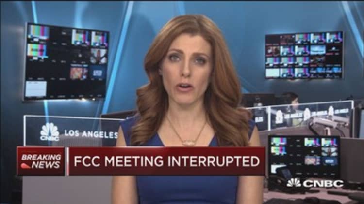 FCC meeting interrupted on advice of security