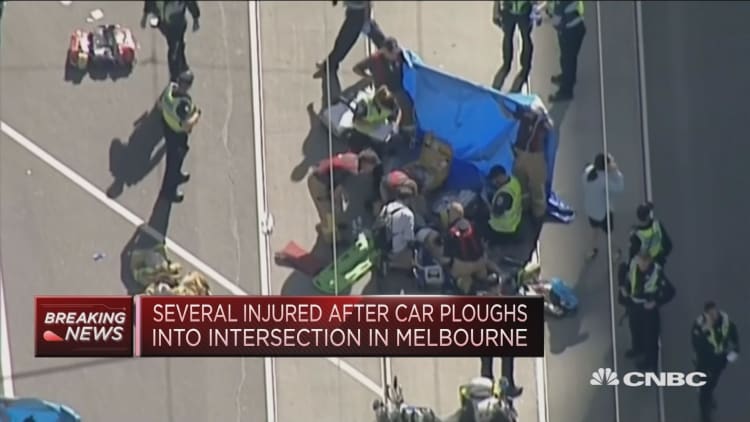 Up to 14 injured in Melbourne after car rams into pedestrians