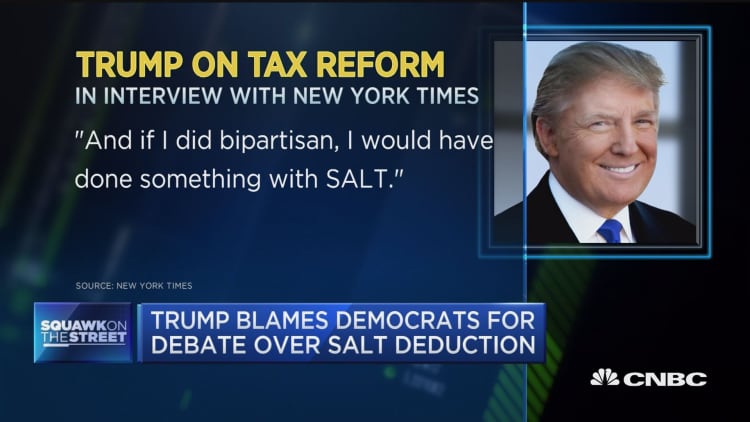 Trump blames Dems for SALT deduction debate