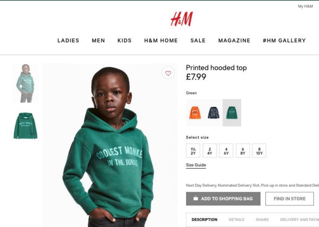 H&M slammed as racist for 'monkey in the jungle' hoodie