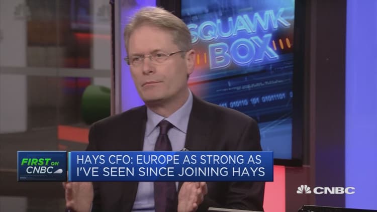 Hays CFO: Europe strongest I've seen since joining Hays