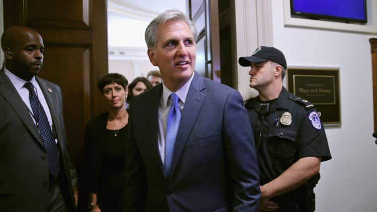 House Majority Leader Kevin McCarthy touts the benefits of new GOP tax law
