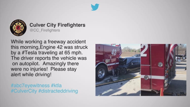 Tesla on 'Autopilot' crashes into firetruck on California freeway