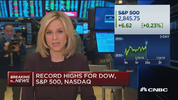 Record highs for Dow, S&P 500 and Nasdaq at the open