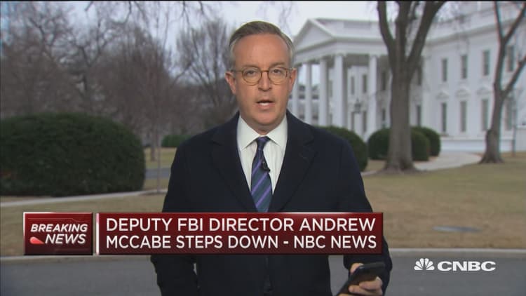 Trump offers no reaction from McCabe stepping down