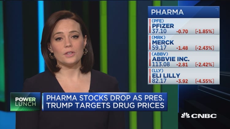 Pharma stocks drop as President Trump targets drug prices