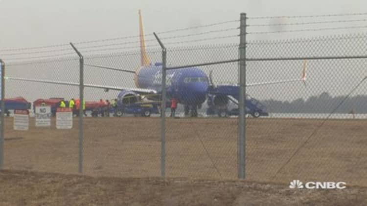 Southwest plane slides off runway in Baltimore
