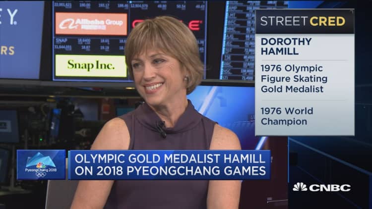 Olympics gold medalist Dorothy Hamill at the NYSE