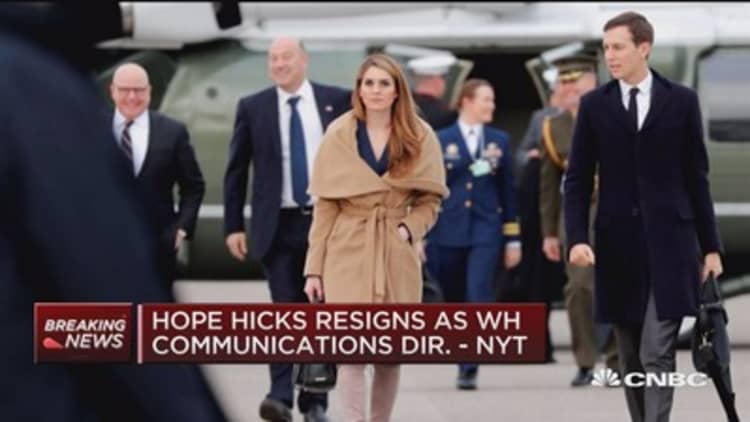 Hope Hicks resigns as White House communications director, says NYT