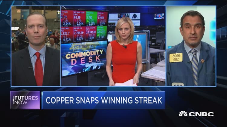 Copper snaps winning streak