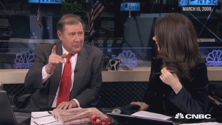 Mark Haines calls the stock market bottom on March 10, 2009