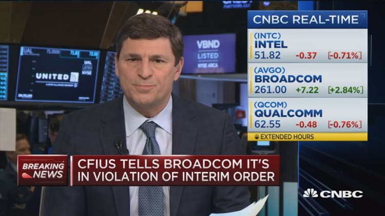 Appears CFIUS 'not happy' with  Broadcom, says CNBC's David Faber