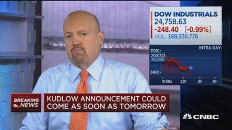 Cramer: Kudlow may have to embrace Trump’s aggressive stance on China