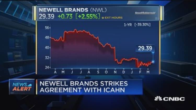 Newell Brands strikes deal with Icahn
