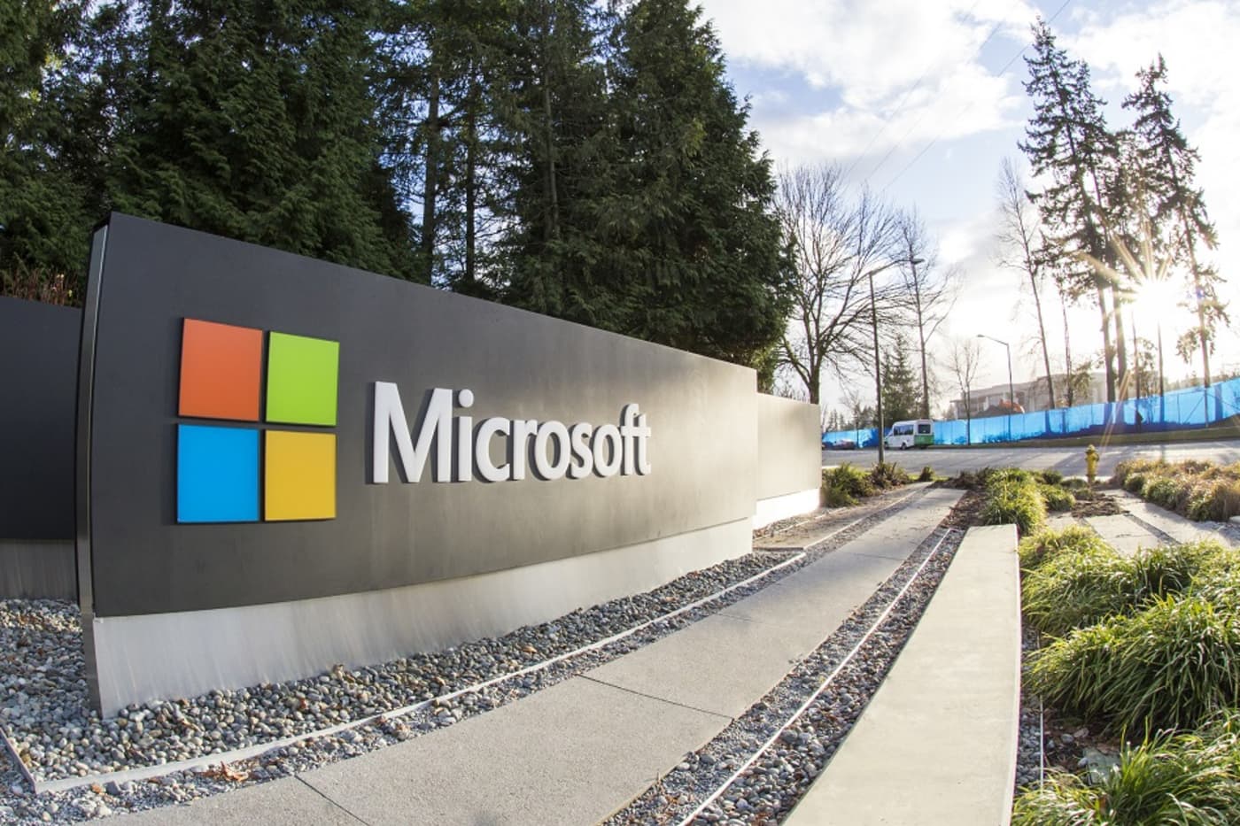 premium: Microsoft logo sunshine blue sky